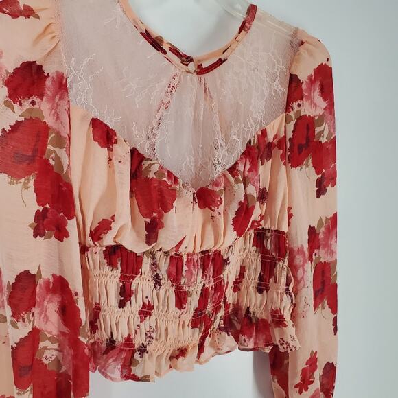 Free People Romantic Combo Floral Lace Daphne Blouse S - Picture 4 of 11